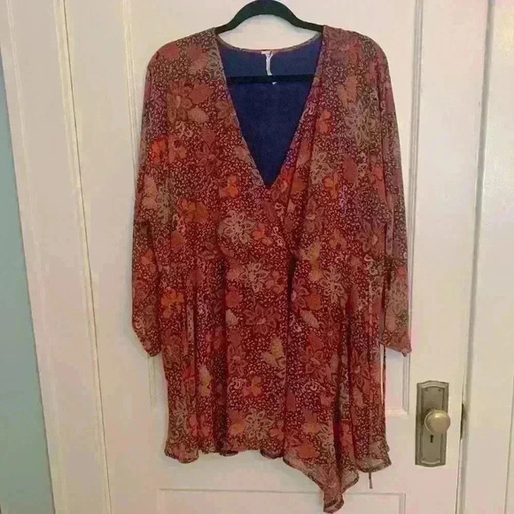 Free People Teegan Mini Dress in Peach Combo, size XS - Picture 4 of 16